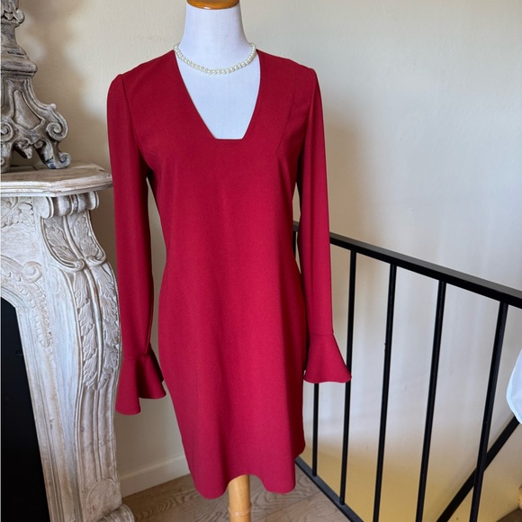 Diane Von Furstenberg Red Long Sleeve Dress - Picture 1 of 8